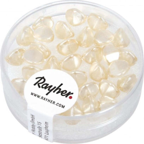 RAYHER---32-PEZZI---PERLE-IN-VETRO-TRIANGOLARE-7MM---COLORE-AVORIO