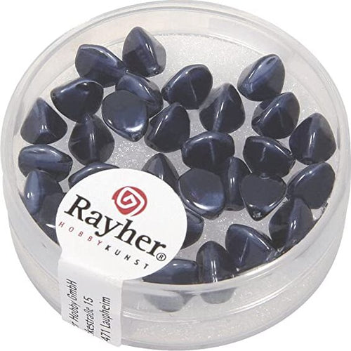 RAYHER---32-PEZZI---PERLE-IN-VETRO-TRIANGOLARE-7MM---COLORE-BLU-NOTTE