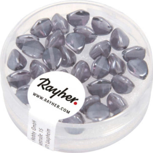 RAYHER---32-PEZZI---PERLE-IN-VETRO-TRIANGOLARE-7MM---COLORE-GRIGIO-ANTRACITE