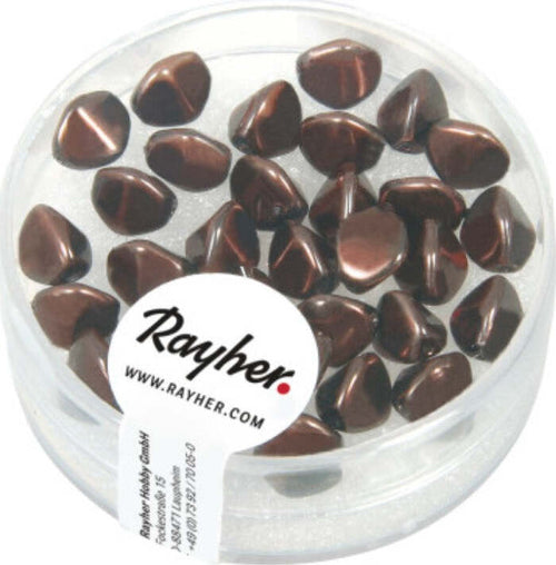 RAYHER---32-PEZZI---PERLE-IN-VETRO-TRIANGOLARE-7MM---COLORE-MARRONE-SCURO