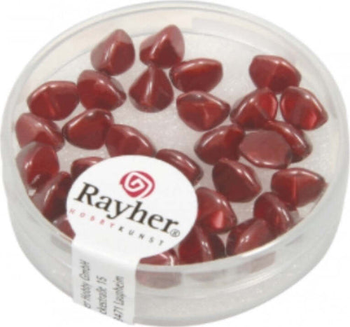 RAYHER---32-PEZZI---PERLE-IN-VETRO-TRIANGOLARE-7MM---COLORE-ROSSO