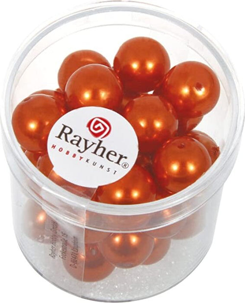 RAYHER---35-PEZZI---PERLE-CERATE-IN-VETRO-RINASCIMENTO-10MM---COLORE-ARANCIONE