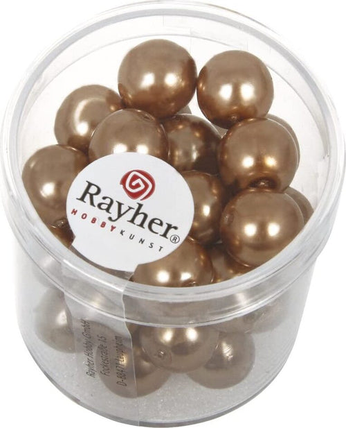 RAYHER---35-PEZZI---PERLE-CERATE-IN-VETRO-RINASCIMENTO-10MM---COLORE-BRONZO