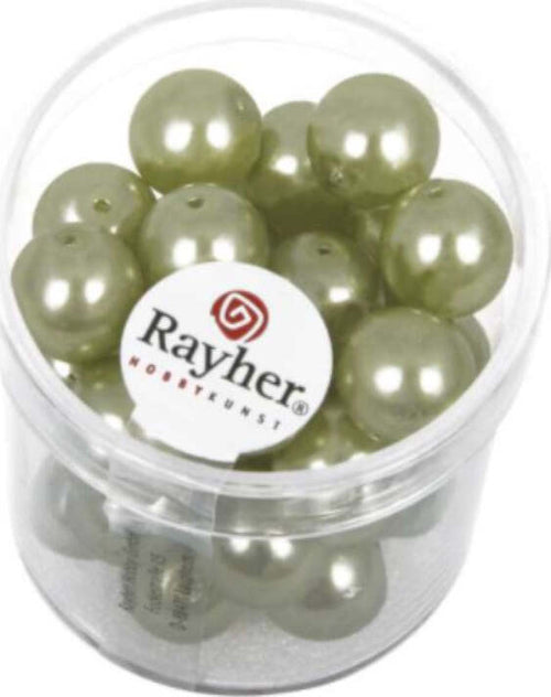 RAYHER---35-PEZZI---PERLE-CERATE-IN-VETRO-RINASCIMENTO-10MM---COLORE-GIADA