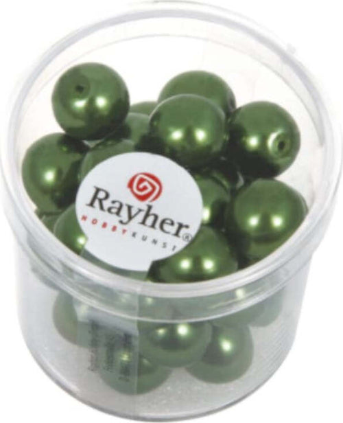 RAYHER---35-PEZZI---PERLE-CERATE-IN-VETRO-RINASCIMENTO-10MM---COLORE-VERDE-SMERALDO