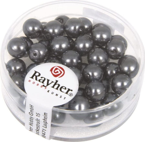 RAYHER---45-PEZZI---PERLE-CERATE-IN-VETRO-RINASCIMENTO-6MM---COLORE-ANTRACITE