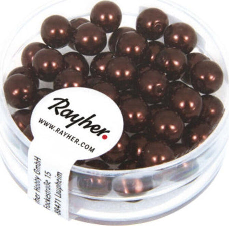 RAYHER---45-PEZZI---PERLE-CERATE-IN-VETRO-RINASCIMENTO-6MM---COLORE-MARRONE-SCURO