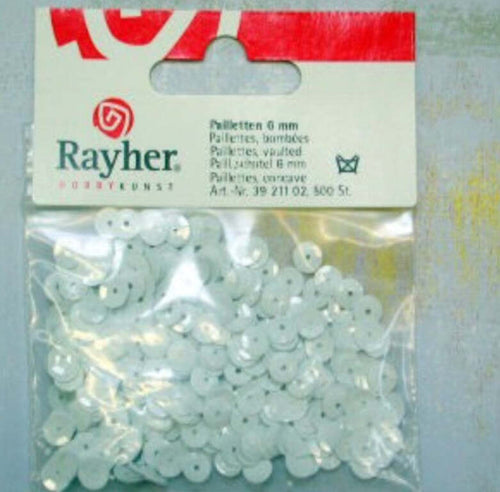 RAYHER---500-PEZZI---PAILLETTES-CONCAVE-Ø6MM---COLORE-BIANCO