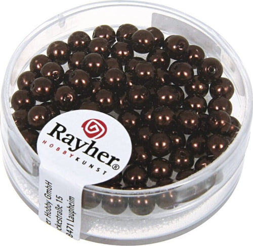 RAYHER---85-PEZZI---PERLE-CERATE-IN-VETRO-RINASCIMENTO-4MM---COLORE-MARRONE-NOCCIOLA-*