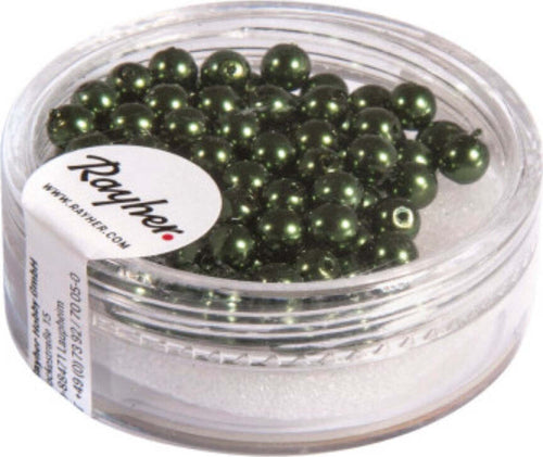 RAYHER---85-PEZZI---PERLE-CERATE-IN-VETRO-RINASCIMENTO-4MM---COLORE-VERDE-SMERALDO