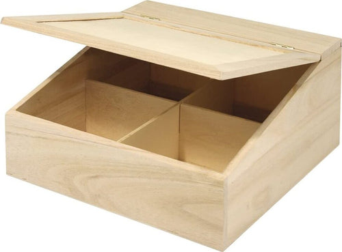 RAYHER---BOX-IN-LEGNO-FSC-DA-DECORARE-CON-COPERCHIO-24X24X12CM---4-SCOMPARTI-ALL'INTERNO