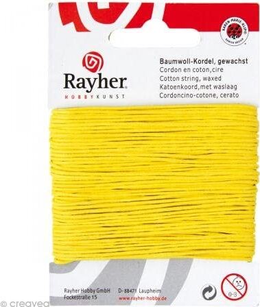 RAYHER---CORDONCINO-IN-COTONE-CERATO-Ø1MM-20MT---COLORE-GIALLO-CANARINO