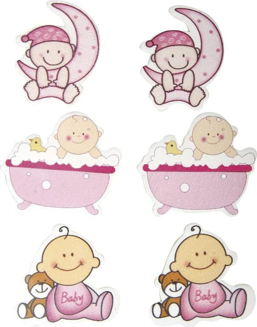 RAYHER---MINIATURE-BEBE'-ROSA-CON-BOLLINO-ADESIVO-3,5-4CM-6-PZ