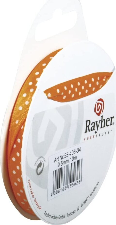 RAYHER---NASTRO-IN-RASO-CON-PUNTINI-H-9,5mm-ROTOLO-10MT-ARANCIO