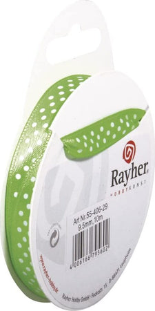 RAYHER---NASTRO-IN-RASO-CON-PUNTINI-H-9,5mm-ROTOLO-10MT-VERDE