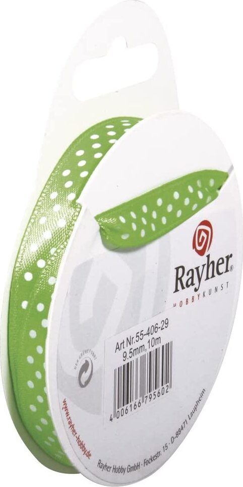 RAYHER---NASTRO-IN-RASO-CON-PUNTINI-H-9,5mm-ROTOLO-10MT-VERDE