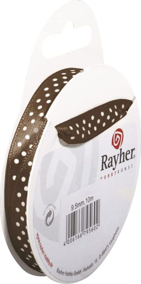 RAYHER---NASTRO-IN-RASO-CON-PUNTINI-H1-CM-ROTOLO-10MT-MARRONE