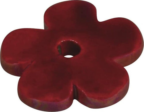 RAYHER---PERLINA-FORMA-FIORE-IN-CERAMICA-2,5-x-2,5cm---FORO-ø3,5mm---COLORE-BORDEAUX