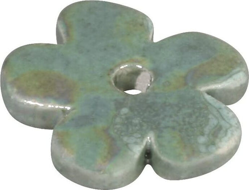 RAYHER---PERLINA-FORMA-FIORE-IN-CERAMICA-2,5-x-2,5cm---FORO-ø3,5mm---COLORE-VERDE-ACQUA