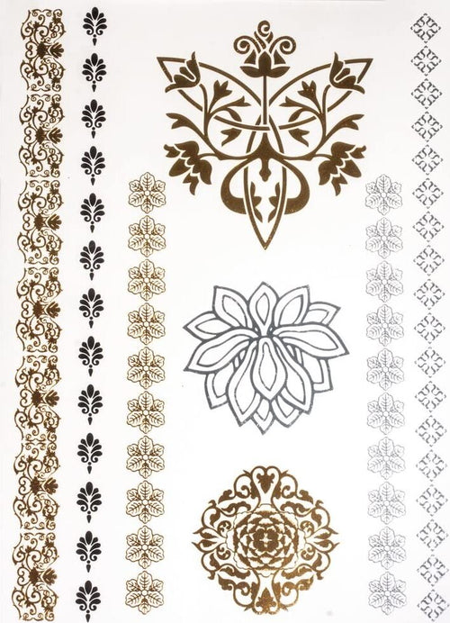 RAYHER---TATUAGGIO-METALLIZZATO-14X21-CM-ORO-ARGENTO-NERO