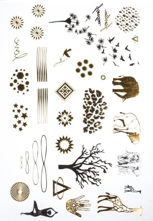 RAYHER---TATUAGGIO-METALLIZZATO-14X21-CM-ORO-ARGENTO-NERO