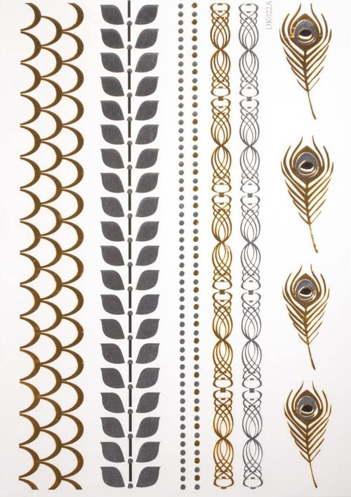 RAYHER---TATUAGGIO-METALLIZZATO-14X21-CM-ORO-ARGENTO-NERO