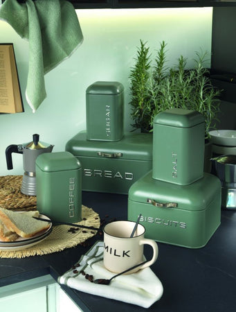 Porta Spezie Evviva 6315 Set 3 Contenitori Impilabili in Metallo Verde