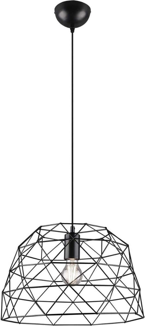 REALITY-LEUCHTEN---LAMPADARIO-A-SOSPENSIONE-HAVAL-A-GABBIA-IN-METALLO-NERO-E-TESSUTO-DIAMETRO-38CM