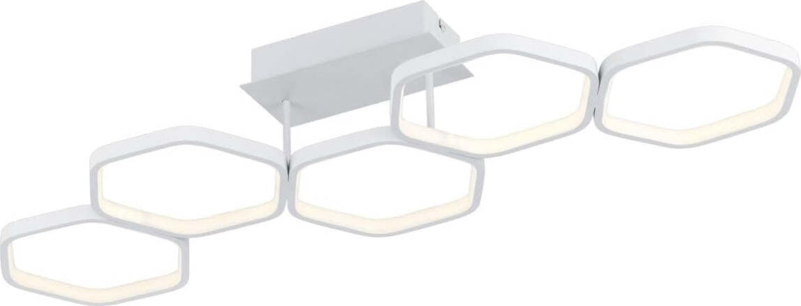 REALITY-LEUCHTEN---PLAFONIERA-VIGO-A-LED-5-ESAGONI-BIANCA-CON-REGOLATORE-DI-INTENSITA'-LUNGHEZZA-90CM