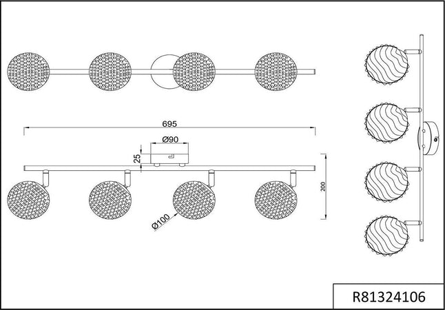 Reality-Leuchten-Reality-R81324106-Wire-Faretto,-4xG9,-28-W-Alogena,-Cromo/Trasparente-Chiaro,-69.5x20-cm,-Metallo-[Classe-di-efficienza-energetica-C]