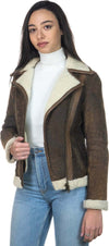 Rebecca---Chiodo-Donna-Cuoio-effetto-Graffiato-vero-montone-Shearling