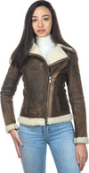 Rebecca---Chiodo-Donna-Cuoio-effetto-Graffiato-vero-montone-Shearling