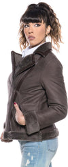 Rebecca---Chiodo-Donna-Marrone-in-vero-montone-Shearling-effetto-scamosciato