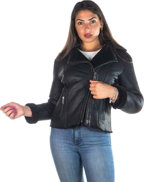 Rebecca---Chiodo-Donna-Nero-in-vero-montone-Shearling