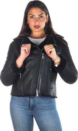 Rebecca---Chiodo-Donna-Nero-in-vero-montone-Shearling