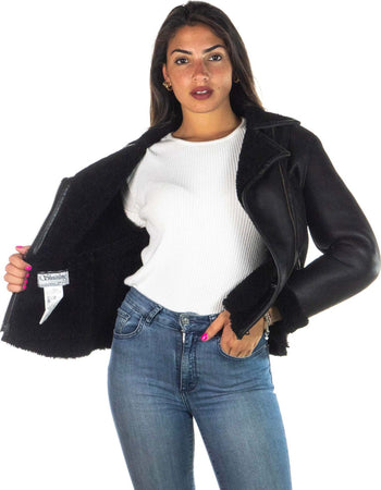 Rebecca---Chiodo-Donna-Nero-in-vero-montone-Shearling
