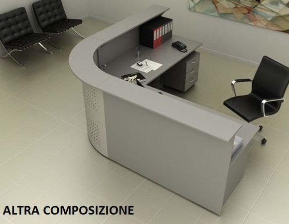 Reception completa di scrivanie e cassettiere in legno cm. 256X256X115H