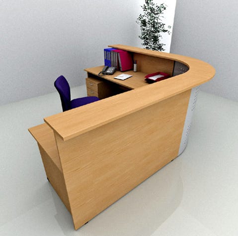 Reception per ufficio senza cassettiere completa di scrivanie cm. 256X176X115H
