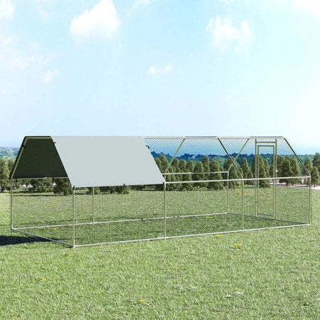 Recinto-Gabbia-per-Galline-in-Metallo-Galvanizzato-Impermeabile,-Pollaio-con-Porta-e-Copertura-Oxford,-280x570x195cm-HJ6D51-117HJ6