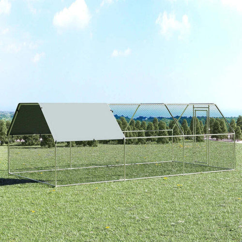Recinto-Gabbia-per-Galline-in-Metallo-Galvanizzato-Impermeabile,-Pollaio-con-Porta-e-Copertura-Oxford,-280x570x195cm-HJ6D51-117HJ6