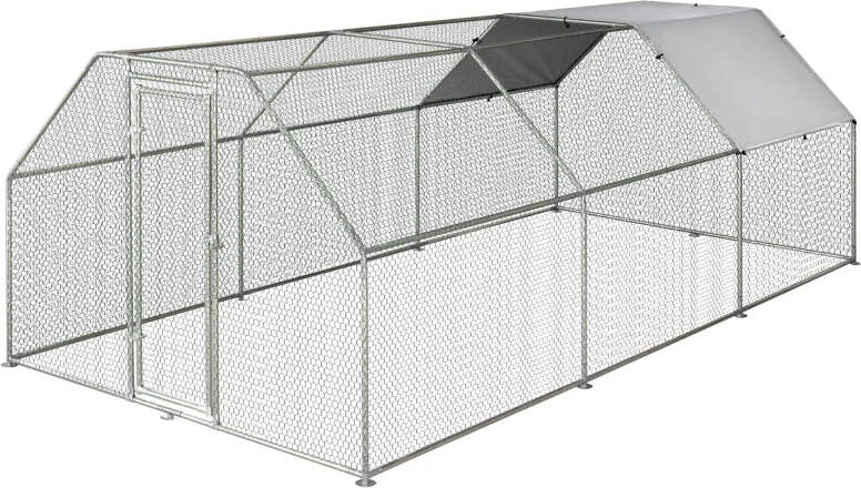 Recinto-Gabbia-per-Galline-in-Metallo-Galvanizzato-Impermeabile,-Pollaio-con-Porta-e-Copertura-Oxford,-280x570x195cm-HJ6D51-117HJ6
