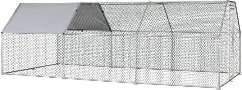 Recinto-Gabbia-per-Galline-in-Metallo-Galvanizzato-Impermeabile,-Pollaio-con-Porta-e-Copertura-Oxford,-280x570x195cm-HJ6D51-117HJ6