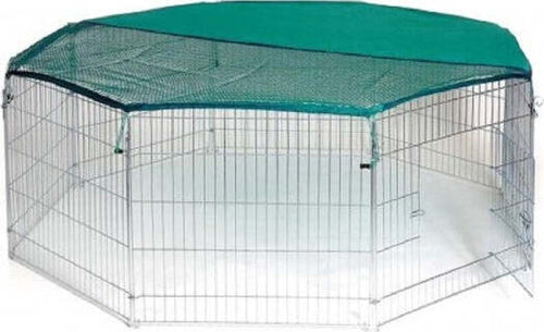 Recinto-Ottagonale-Da-Esterno-Per-Animali-Piccola-Taglia-Con-Parasole