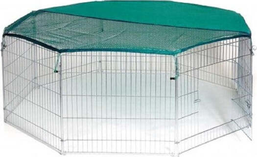 Recinto-Ottagonale-Da-Esterno-Per-Animali-Piccola-Taglia-Con-Parasole