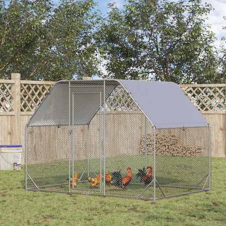 Recinto-per-Galline-con-telo-di-copertura-per-4-6-polli-in-acciaio,-280x190x195-cm-UH5D51-373V00SRUH5