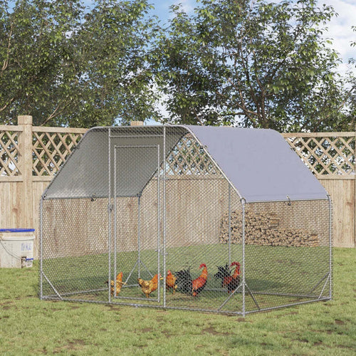 Recinto-per-Galline-con-telo-di-copertura-per-4-6-polli-in-acciaio,-280x190x195-cm-UH5D51-373V00SRUH5