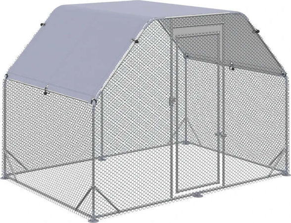 Recinto-per-Galline-con-telo-di-copertura-per-4-6-polli-in-acciaio,-280x190x195-cm-UH5D51-373V00SRUH5