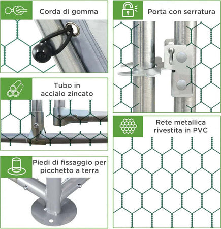 Recinto-per-Galline-con-telo-di-copertura-per-4-6-polli-in-acciaio,-280x190x195-cm-UH5D51-373V00SRUH5