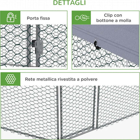 Recinto-per-Galline-con-Tetto-e-Porta-Bloccabile-in-Acciaio-per-10-15-Animali,-4x3.5x2.6m-MD4D51-399V01SRMD4