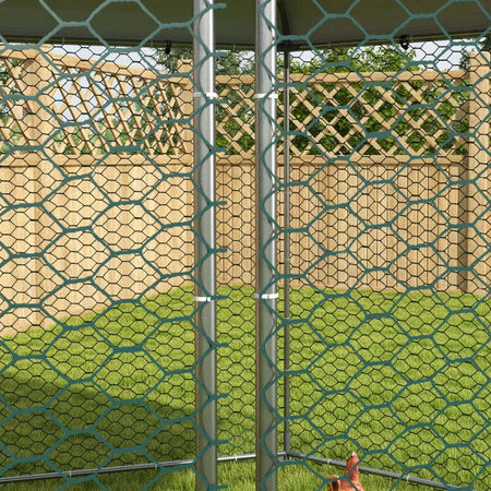 Recinto-per-Galline-con-Tetto-e-Porta-Bloccabile-in-Acciaio-per-10-15-Animali,-4x3.5x2.6m-MD4D51-399V01SRMD4